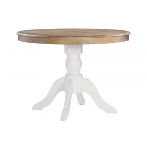 Linon Home Decor - Tobin Pedestal Dining Table, Natural And White - KNK159NATWHTABU