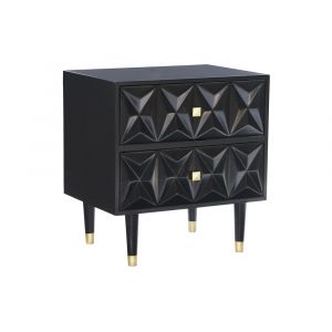 Linon Home Decor - Two Drawer Geo Texture Nightstand Black - BD62BLK01AS
