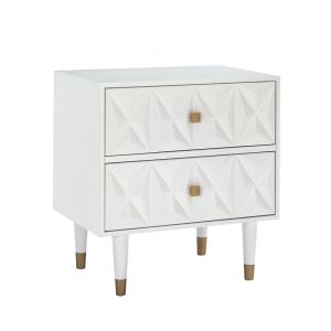 Linon Home Decor - Two Drawer Geo Texture Nightstand White - BD53WHT01AS