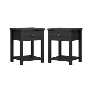 Living Essentials by Hillsdale - Harmony Wood Accent Table, Set of 2, Matte Black - 5402OCC2