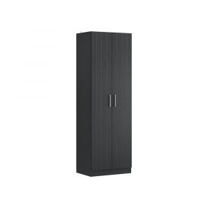 Living Essentials by Hillsdale - Lancaster Small Wood Kitchen Pantry with 2 Doors and 4 Shelves, Black Oak - 5392-890