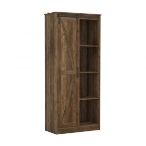 Living Essentials by Hillsdale - Shelton Wood Kitchen Pantry with 1 Sliding Barn Door, Knotty Oak - 5397-890