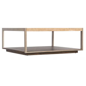 M Furnishings - Hammon Travertine/Metal Square Coffee Table - M11-80110-00