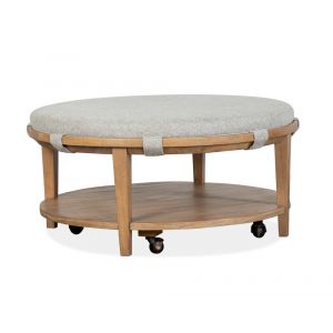 Magnussen - Lindon  - Round Cocktail Table w/Grey Uph. Top & Casters - T5570-45G