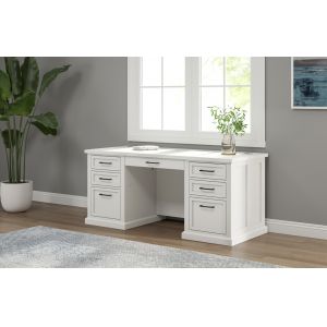 Martin Furniture - Abby - Modern Wood Double Pedestal Executive Desk, Writing Table, Office Desk, Fully Assembled, White - IMAY680