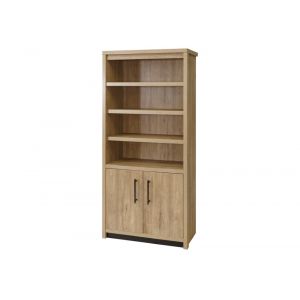 Martin Furniture - Abott Contemporary Wood  Laminate Bookcase With Doors, Fully Assembled Light Brown - AB3678D