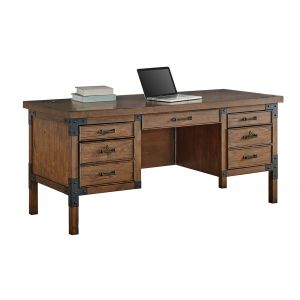 Martin Furniture - Addison Rustic Half Pedestal Executive Desk, Brown - IMAD660