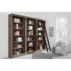 Martin Furniture - Avondale 8' Tall Bookcase Wall With Ladder Set, Gray - AE4094GKIT3PC