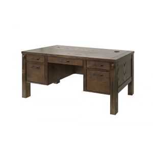Martin Furniture - Avondale Half Pedestal Desk, Fully Assembled, Brown Weathered oak finish - AE661