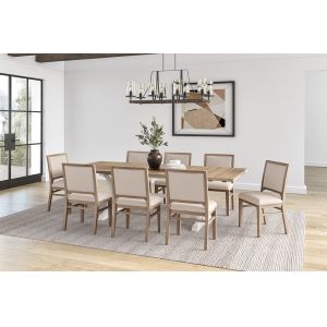 Martin Furniture - Bluff Point - Modern Wood Rectangular Trestle Base Kitchen Dining Table and Eight Chairs, Brown - IMBL7842KIT9