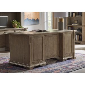 Martin Furniture - Bristol - Traditional Wood Double Pedestal Executive Desk, Writing Table, Office Desk, Fully Assembled, Light Brown - IMBR680