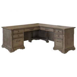 Martin Furniture - Bristol - Traditional Wood L-Desk & Return, Writing Table & Return, Office Desk & Return, Corner Desk & Return, Light Brown - IMBR684R-KIT