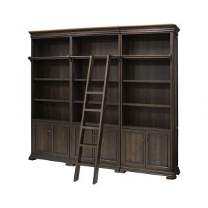 Martin Furniture - Sonoma Executive Bookcase Wall With Wood Ladder Set, Brown - IMSA4094-KIT