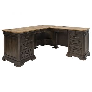 Martin Furniture - Sonoma Executve L-Desk & Return With Solid Wood Plank Tops, Brown - IMSA684R-KIT