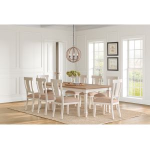 Martin Furniture - Hartford - Traditional Wood Kitchen Extension Dining Table and Eight Chairs, White - IMHF7242CKIT9