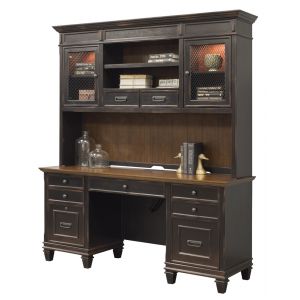Martin Furniture - Hartford Wood Credenza and Hutch with Wire Mesh Doors, Black - IMHF680_682