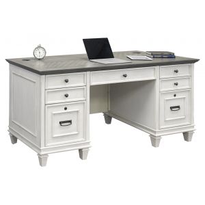 Martin Furniture - Hartford Wood Double Pedestal Desk, White - IMHF680W