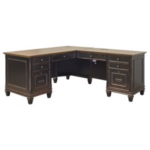 Martin Furniture - Hartford Wood L-Desk and Return, Black - IMHF684R-Kit