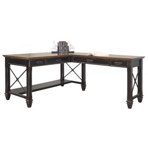 Martin Furniture - Hartford Wood Open L-Desk and Return, Black - IMHF386R-Kit