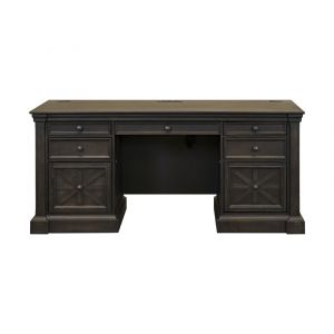 Martin Furniture - Kingston - Traditional Credenza, Wood Office Desk, Writing Table, Storage Desk, Dark Brown - IMKN689