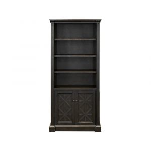 Martin Furniture - Kingston - Traditional Wood Bookcase With Doors, Office Shelving, Storage Cabinet, Fully Assembled, Dark Brown - IMKN3678D