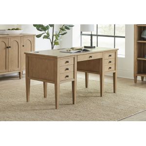 Martin Furniture - Laurel - Modern Wood Half Pedestal Desk, Wood Office Desk, Writing Table, Storage Desk, Fully Assembled, Light Brown - IMLR660