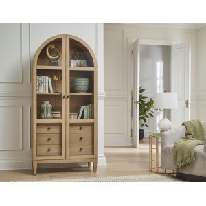 Martin Furniture - Laurel - Modern Wood Arched Display Cabinet/Bookcase, Office Shelving, Storage Cabinet, Fully Assembled, Light Brown - IMLR3678D