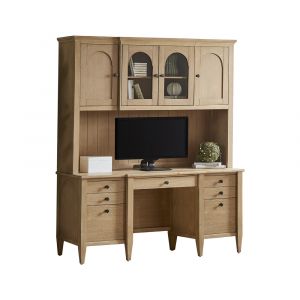 Martin Furniture - Laurel - Modern Wood Credenza and Hutch, Wood Office Desk and Storage Hutch, Light Brown - IMLR682-689KIT