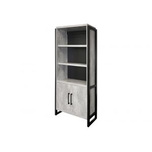 Martin Furniture - Mason - Modern Wood Laminate Bookcase With Doors, Bookcase Shelves, Office Storage Unit, Fully Assembled, Concrete Gray - IMMN3678DC