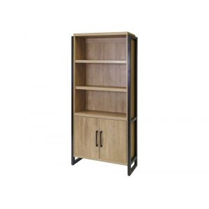 Martin Furniture- Mason- Modern Wood  Laminate Bookcase With Doors, Bookcase Shelves, Office Storage Unit, Fully Assembled, Light Brown -MNM3678D