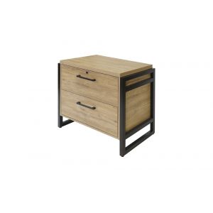 Martin Furniture- Mason- Modern Wood Laminate Lateral File Drawer, Office Storage, Locking File Cabinet, Fully Assembled, Light Brown -MNM450