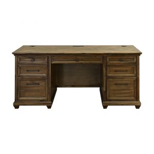 Martin Furniture - Porter - Traditional Credenza, Wood Office Desk, Writing Table, Storage Desk, Brown - IMPR689