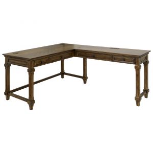 Martin Furniture - Porter - Traditional Wood Open L-Desk & Return, Writing Table, Office Desk, Brown - IMPR386R-KIT