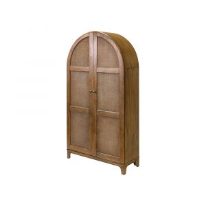 Martin Furniture - Quincey - Coastal Arch shaped Bar Cabinet, Dining Cabinet, Arch Bookcase, Storage Cabinet, Fully Assembled, Brown - IMQU4278