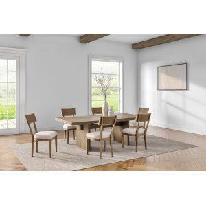 Martin Furniture - Quincey - Coastal Wood Rectangular Kitchen Table with Six Chairs, Dining Table and Six Seats, Office Table and Six Chairs, Brown - IMQU7242KIT7