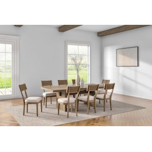 Martin Furniture - Quincey - Coastal Wood Rectangular Kitchen Table with Eight Chairs, Dining Table and Eight Seats, Office Table and Eight Chairs, Brown - IMQU7242KIT9