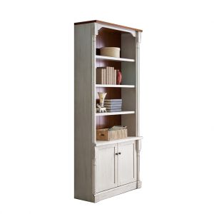 Martin Furniture - Durham Rustic 8' Wood Bookcase With Doors, White - IMDU4294D
