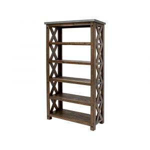 Martin Furniture - Jasper Rustic Open Bookcase, Fully Assembled, Brown With Concrete Top - IMJA4272