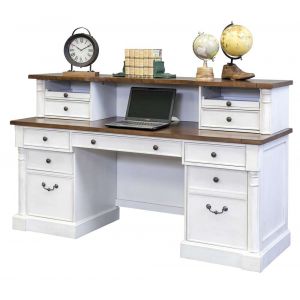 Martin Furniture - Durham Rustic Wood Credenza and Hutch with Drawers, White - IMDU470_680
