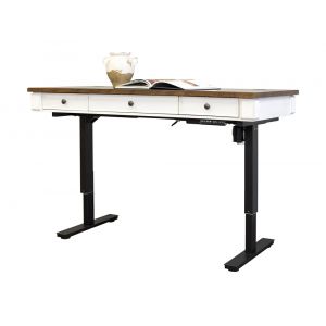 Martin Furniture - Durham Rustic Wood Electric Sit/Stand Desk, White - IMDU384T-KIT