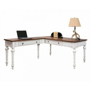 Martin Furniture - Durham Rustic Wood Writing Desk and Return, White - IMDU686-Kit