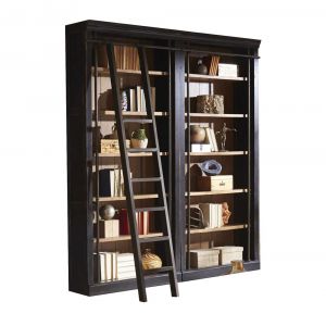Martin Furniture - Toulouse 8' Tall Bookcase Wall With Ladder Set, Black - IMTE4094402KIT2
