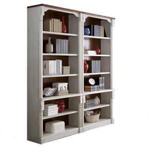 Martin Furniture - Durham Two Rustic Open 8' Wood Bookcases Set, White - IMDU4294-Kit2