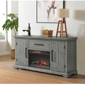 Martin Svensson Home -  Beach House Server with Electric Fireplace in Dove Grey - 5603936F