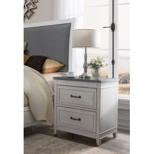 Martin Svensson Home -  Del Mar 2 Drawer Nightstand with Personal Security Drawer , White with Grey Top - 6802923