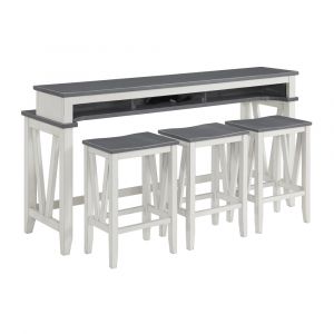 Martin Svensson Home -  Del Mar  Antique White and Grey Console Bar Table and Stool Set  - 820169
