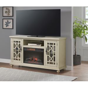 Martin Svensson Home -  Elegant 2 Door TV Stand with Fireplace, Antique White - 910193F