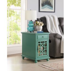 Martin Svensson Home -  Elegant Chairside Table with Power, Antique Teal - 810071