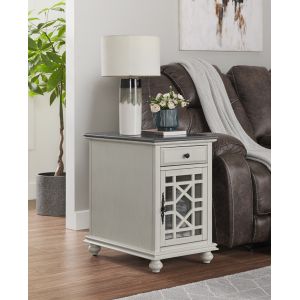Martin Svensson Home -  Elegant Chairside Table with Power, White with Grey Top - 810079