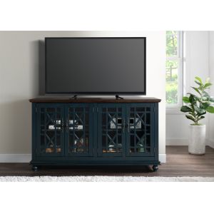 Martin Svensson Home -  Elegant Palisades TV Stand, Catalina Blue with Coffee Top - 91006